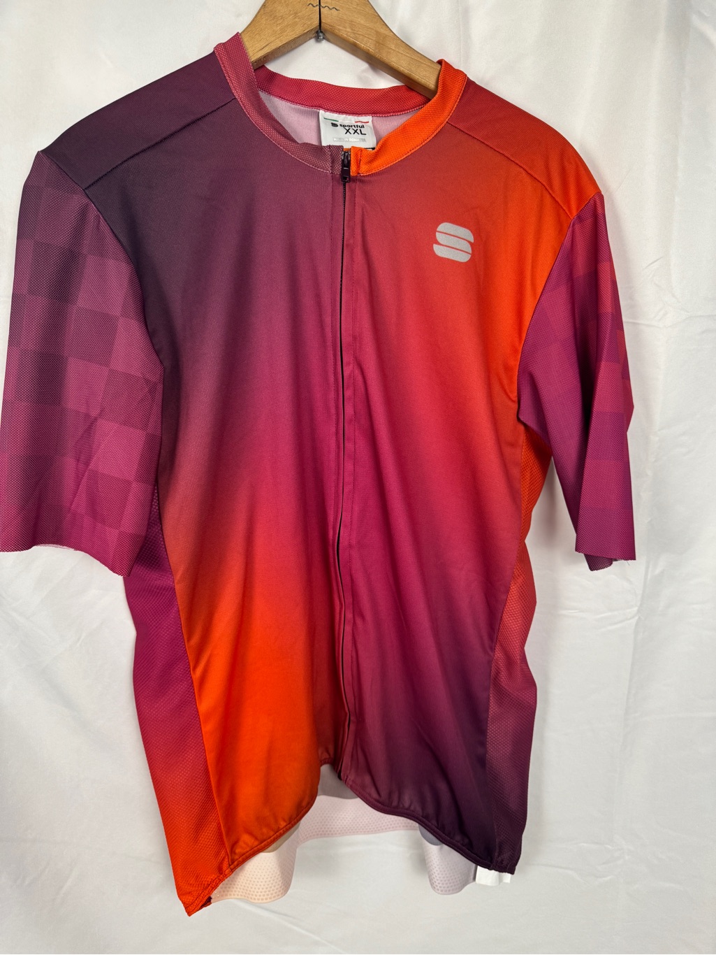 Men's Short Sleeve Cycling Jersey In Magenta-Orange Gradient